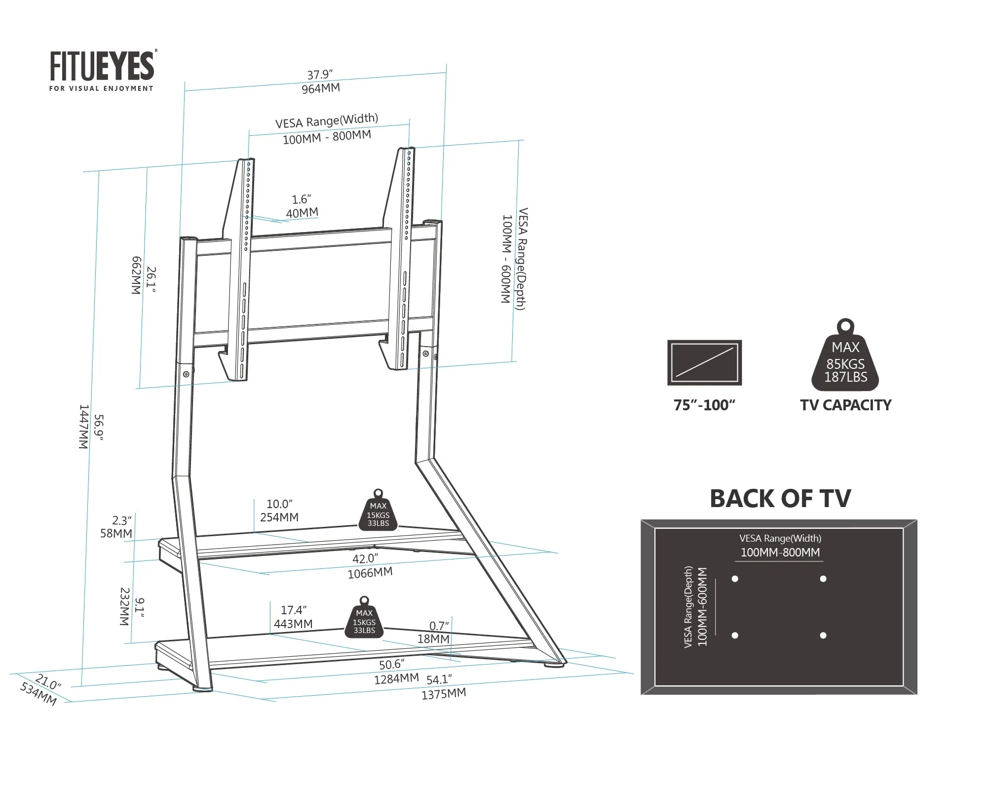 Eiffel FT100 Floor TV Stand