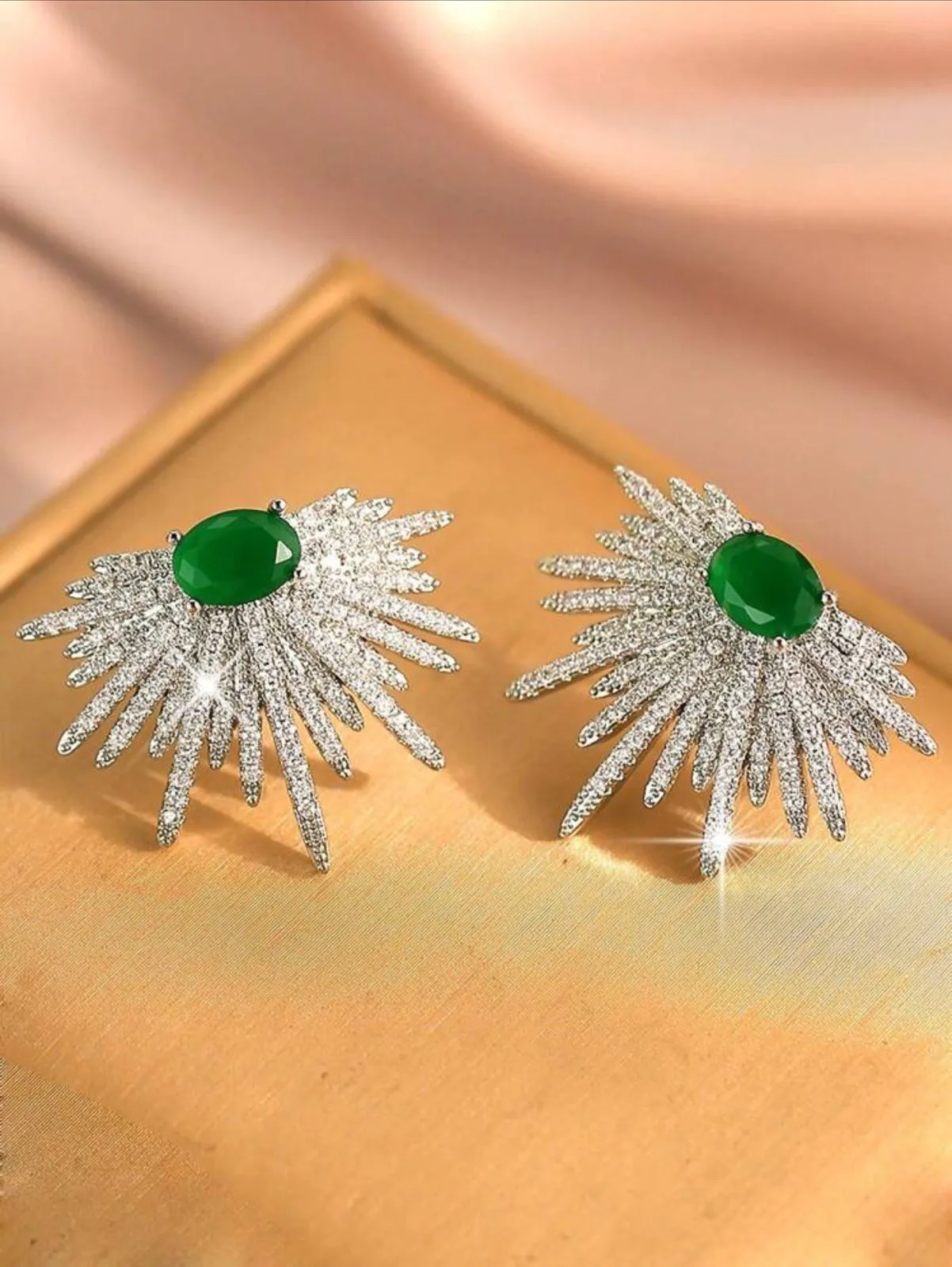 Emerald Marquise Zirconia Stud Earrings