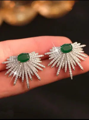 Emerald Marquise Zirconia Stud Earrings