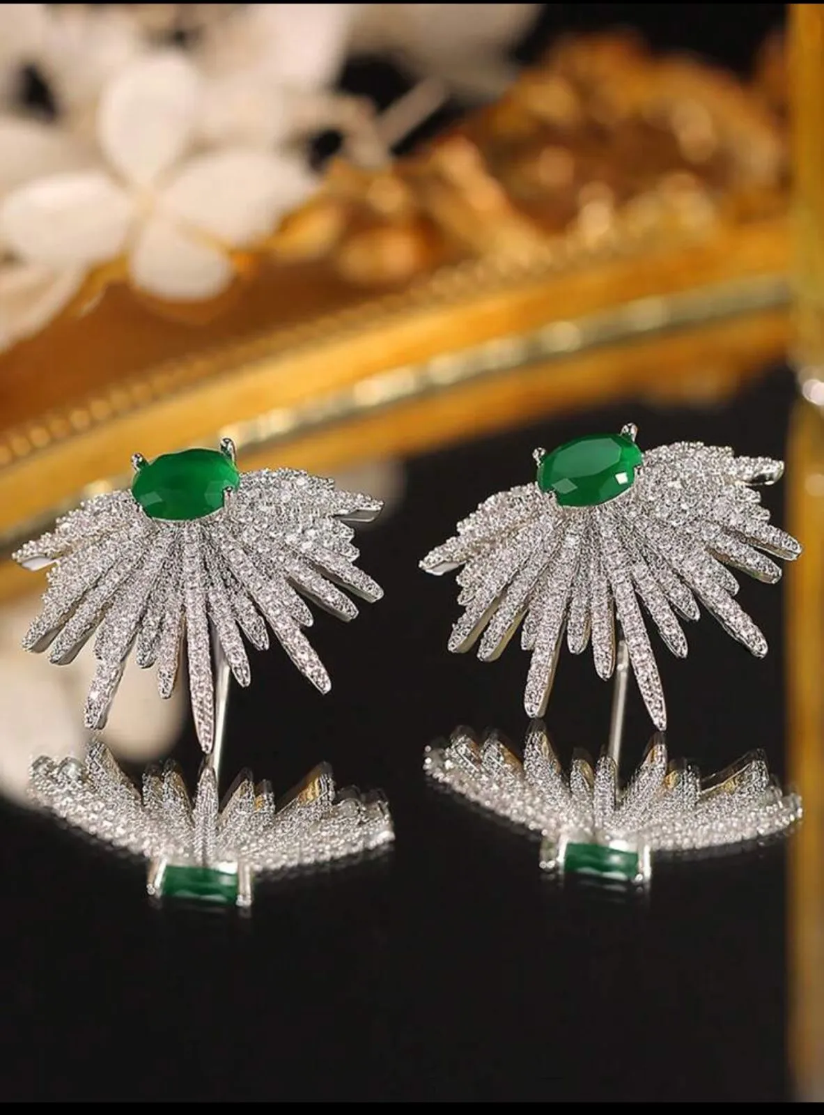 Emerald Marquise Zirconia Stud Earrings