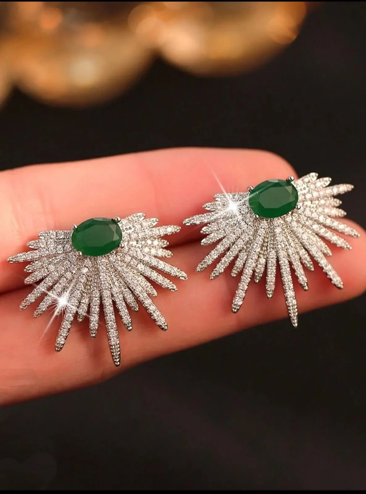 Emerald Marquise Zirconia Stud Earrings