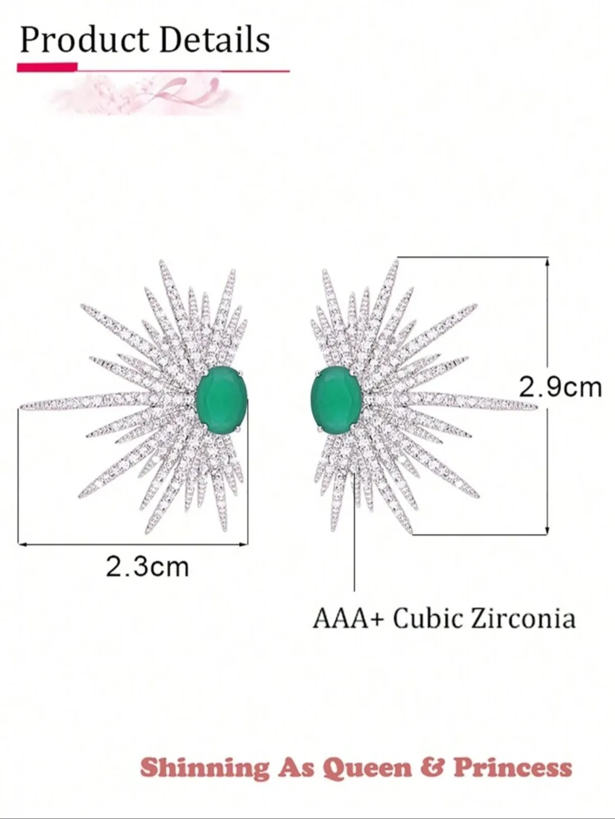 Emerald Marquise Zirconia Stud Earrings