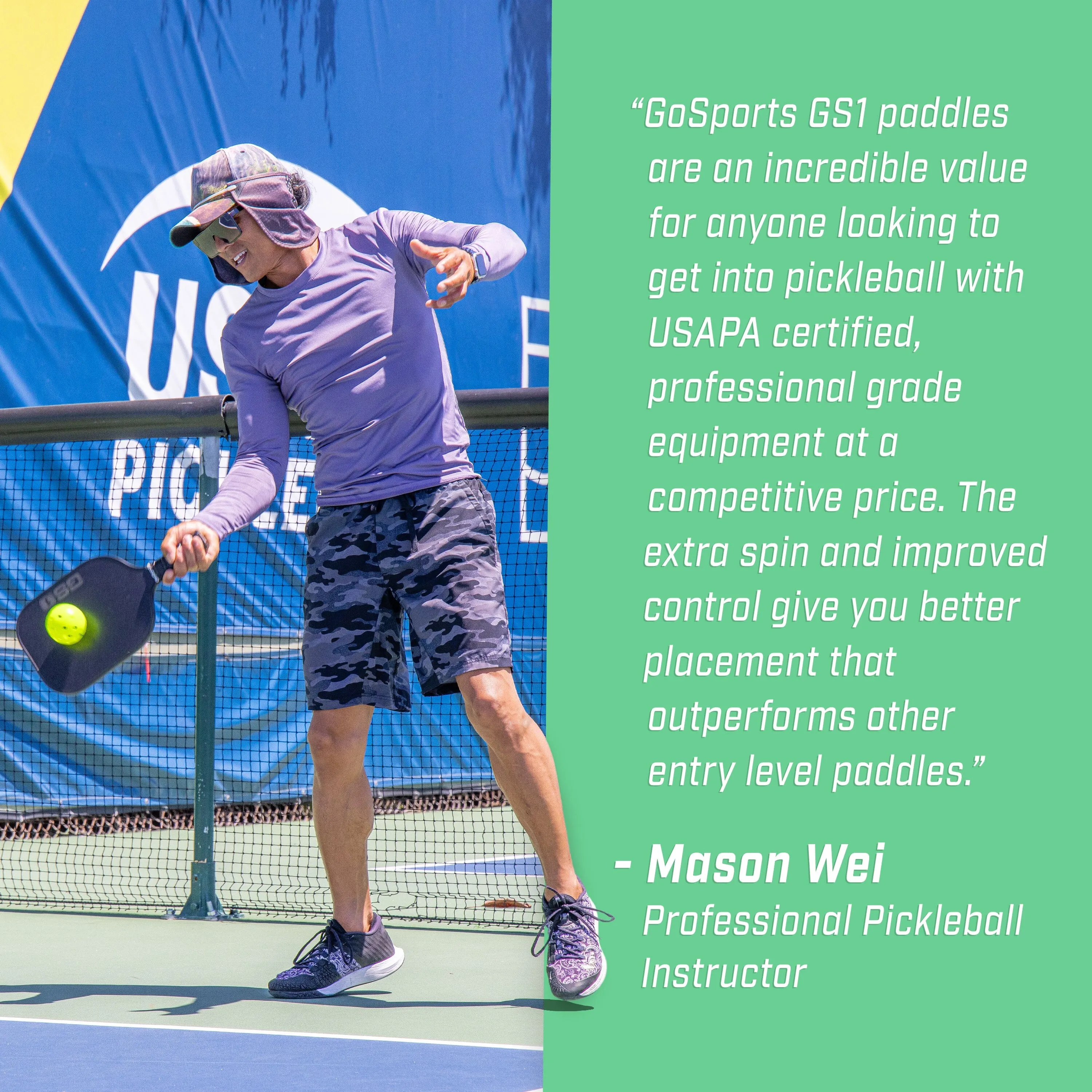 GoSports GS1 Pickleball Paddle - USAPA Approved Fiberglass Pickleball Paddle