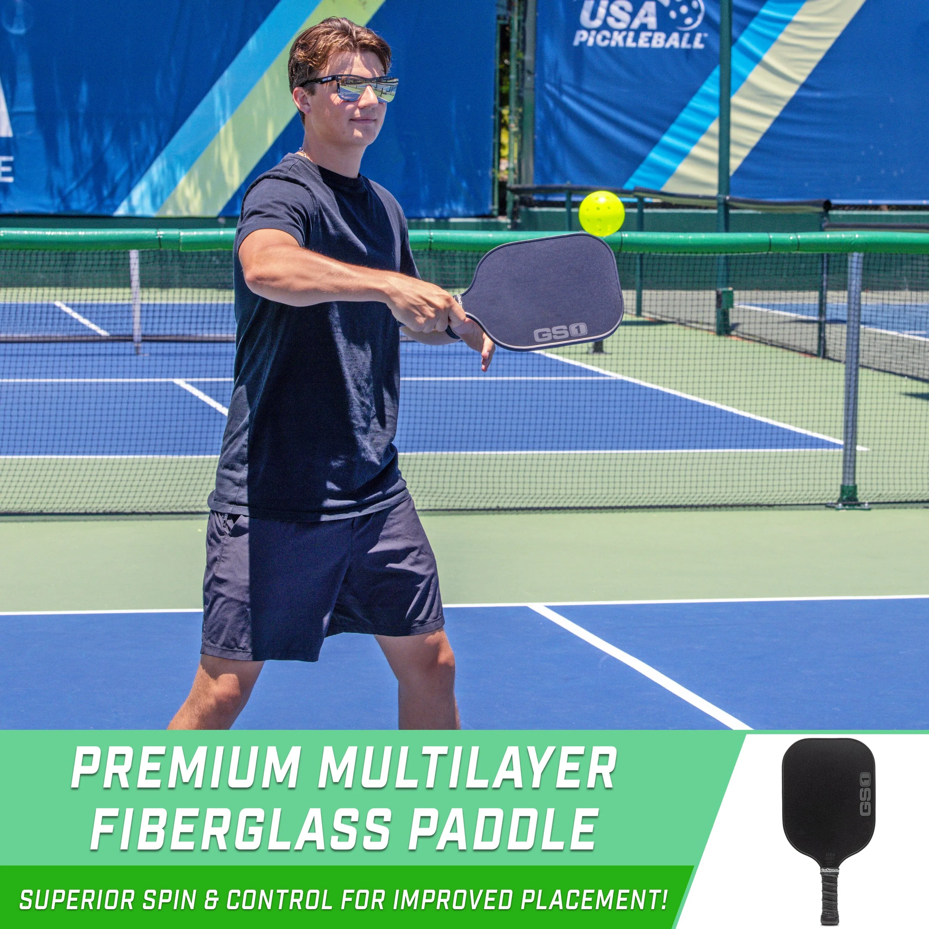 GoSports GS1 Pickleball Paddle - USAPA Approved Fiberglass Pickleball Paddle