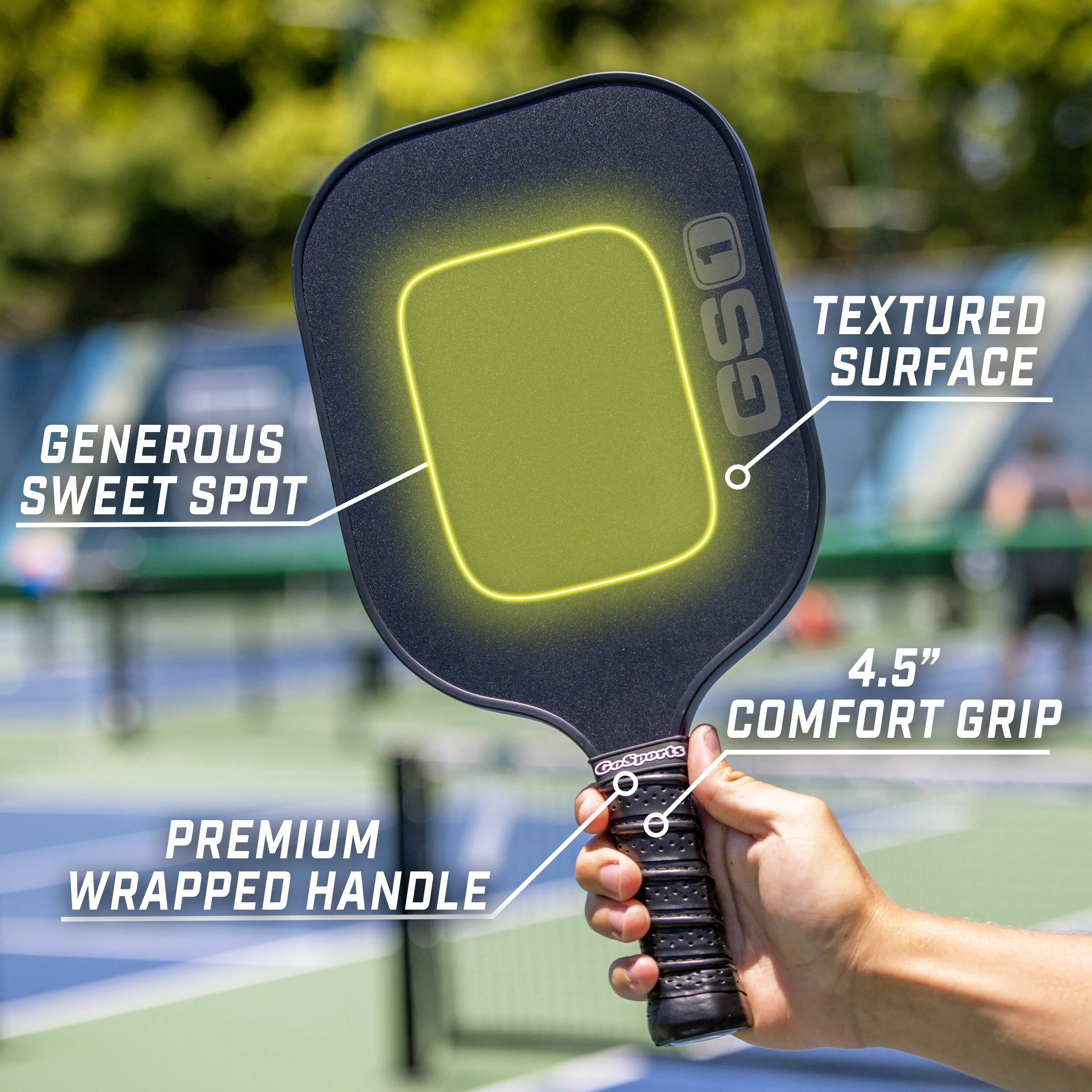 GoSports GS1 Pickleball Paddles Set of 2 with 2 Pickleballs - USAPA Approved Fiberglass Pickleball Paddles