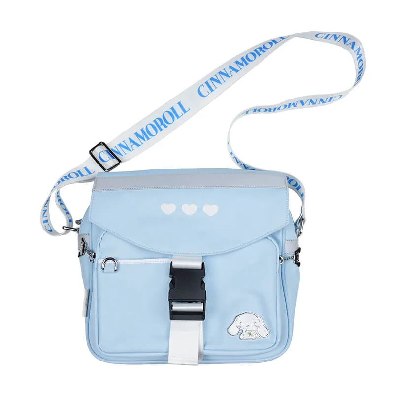 Kuromi Badge Hearts Embroidery Flap Crossbody Bag