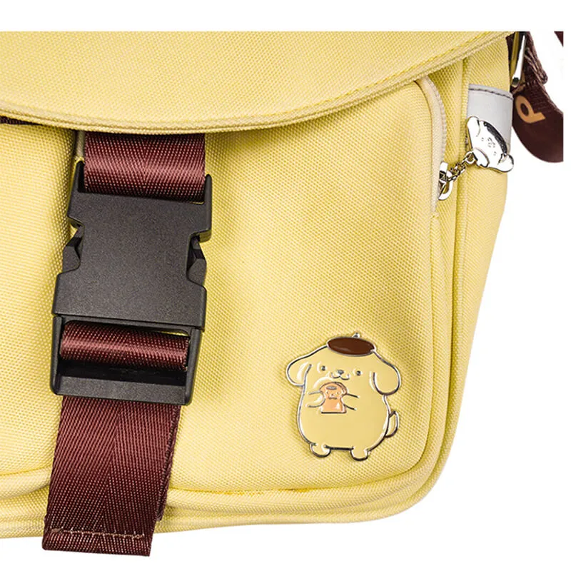 Kuromi Badge Hearts Embroidery Flap Crossbody Bag