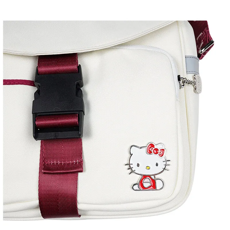 Kuromi Badge Hearts Embroidery Flap Crossbody Bag