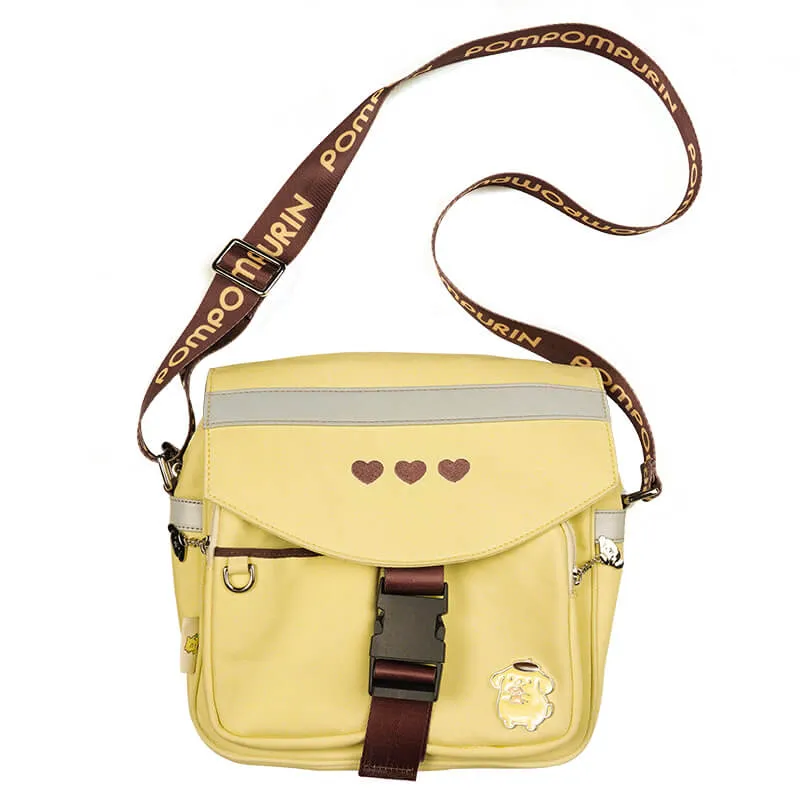 Kuromi Badge Hearts Embroidery Flap Crossbody Bag