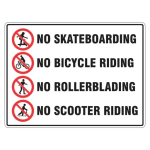Prohibition Sign - No Skateboarding / Bicycles / Rollerblading / Scooters