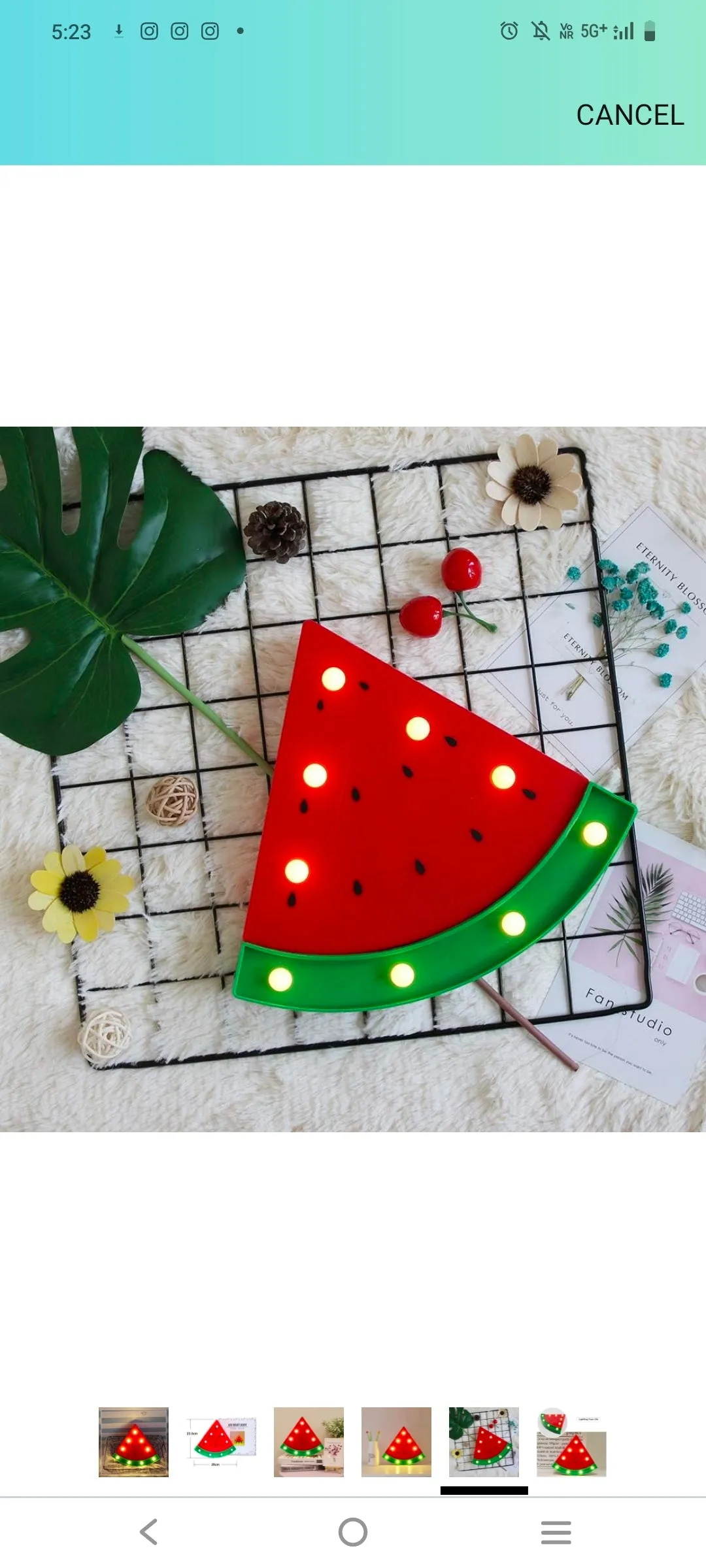 Watermelon Marquee Light Decor Light LED Night Light Battery Operated Night
